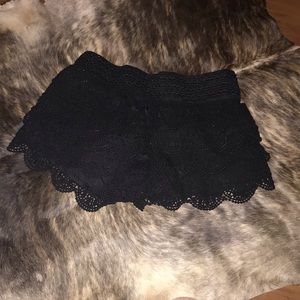 Black lace shorts